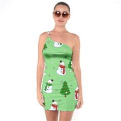 Snowman Pattern One Soulder Bodycon Dress by Valentinaart