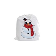 Kawaii Snowman Drawstring Pouches (small)  by Valentinaart