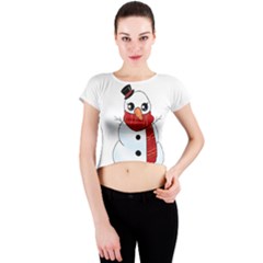 Kawaii Snowman Crew Neck Crop Top by Valentinaart