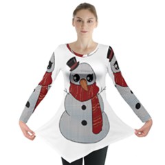 Kawaii Snowman Long Sleeve Tunic  by Valentinaart