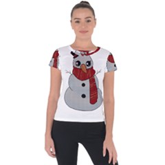 Kawaii Snowman Short Sleeve Sports Top  by Valentinaart