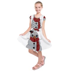 Kawaii Snowman Kids  Short Sleeve Dress by Valentinaart