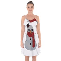 Kawaii Snowman Ruffle Detail Chiffon Dress by Valentinaart