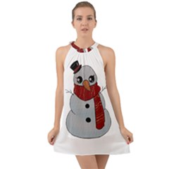 Kawaii Snowman Halter Tie Back Chiffon Dress by Valentinaart