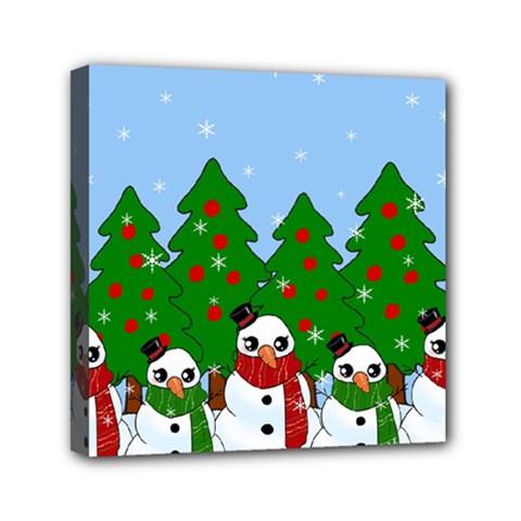 Kawaii Snowman Mini Canvas 6  X 6  by Valentinaart