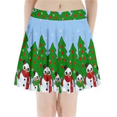 Kawaii Snowman Pleated Mini Skirt by Valentinaart