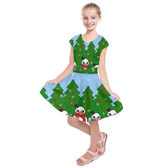 Kawaii Snowman Kids  Short Sleeve Dress by Valentinaart