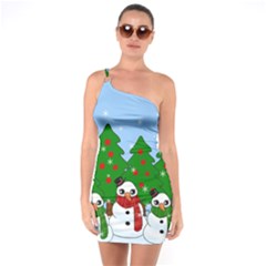 Kawaii Snowman One Soulder Bodycon Dress by Valentinaart