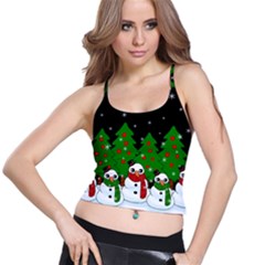 Kawaii Snowman Spaghetti Strap Bra Top by Valentinaart