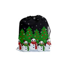 Kawaii Snowman Drawstring Pouches (medium) 