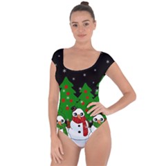 Kawaii Snowman Short Sleeve Leotard  by Valentinaart