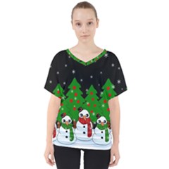 Kawaii Snowman V-neck Dolman Drape Top