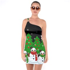 Kawaii Snowman One Soulder Bodycon Dress by Valentinaart