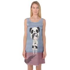 Kawaii Panda Girl Sleeveless Satin Nightdress by Valentinaart