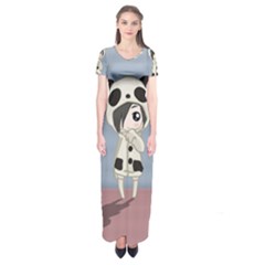 Kawaii Panda Girl Short Sleeve Maxi Dress by Valentinaart