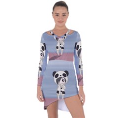 Kawaii Panda Girl Asymmetric Cut-out Shift Dress by Valentinaart