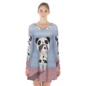 Kawaii Panda Girl Long Sleeve Velvet V-neck Dress View1