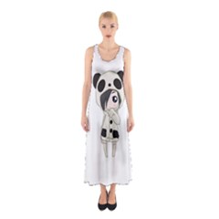 Kawaii Panda Girl Sleeveless Maxi Dress by Valentinaart