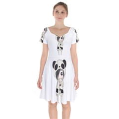 Kawaii Panda Girl Short Sleeve Bardot Dress by Valentinaart