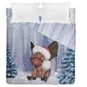 Christmas, Cute Little Piglet With Christmas Hat Duvet Cover Double Side (Queen Size) View1