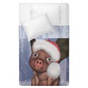 Christmas, Cute Little Piglet With Christmas Hat Duvet Cover Double Side (Single Size) View1