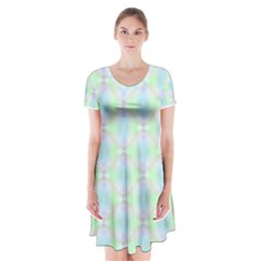 Pattern Short Sleeve V-neck Flare Dress by gasi