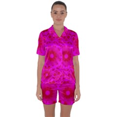 Pattern Satin Short Sleeve Pyjamas Set