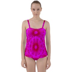 Pattern Twist Front Tankini Set by gasi