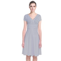 Grey And White Simulated Carbon Fiber Short Sleeve Front Wrap Dress by PodArtist