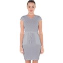 Grey and White simulated Carbon Fiber Capsleeve Drawstring Dress  View1