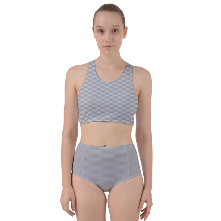 Grey and White simulated Carbon Fiber Racer Back Bikini Set