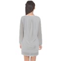 Grey and White simulated Carbon Fiber Long Sleeve Chiffon Shift Dress  View2