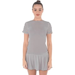 Grey And White Simulated Carbon Fiber Drop Hem Mini Chiffon Dress by PodArtist