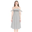 Grey and White simulated Carbon Fiber Shoulder Tie Bardot Midi Dress View1