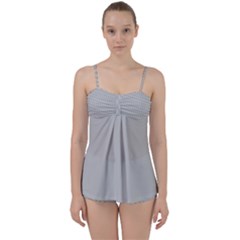 Grey And White Simulated Carbon Fiber Babydoll Tankini Set by PodArtist