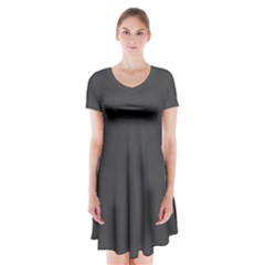 Black Carbon Fiber Short Sleeve V-neck Flare Dress by PodArtist