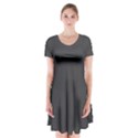 Black Carbon Fiber Short Sleeve V-neck Flare Dress View1