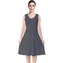 Black Carbon Fiber V-Neck Midi Sleeveless Dress  View1