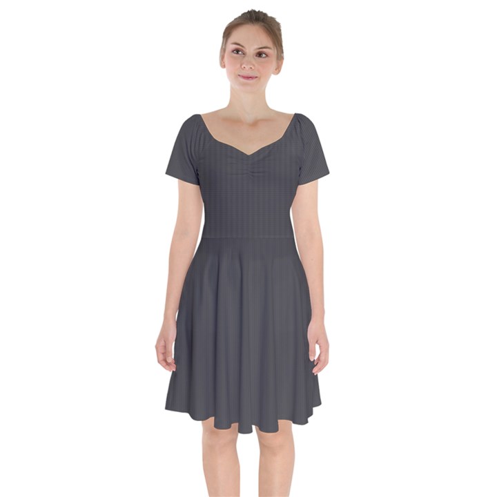 Black Carbon Fiber Short Sleeve Bardot Dress