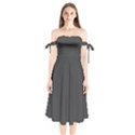 Black Carbon Fiber Shoulder Tie Bardot Midi Dress View1