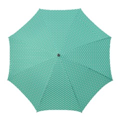 Tiffany Aqua Blue With White Lipstick Kisses Golf Umbrellas by PodArtist