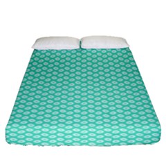 Tiffany Aqua Blue With White Lipstick Kisses Fitted Sheet (queen Size) by PodArtist