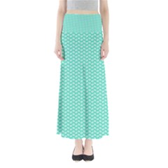 Tiffany Aqua Blue With White Lipstick Kisses Full Length Maxi Skirt by PodArtist