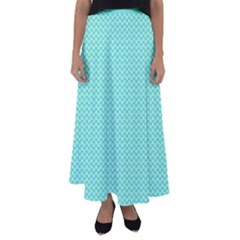 Tiffany Aqua Blue With White Lipstick Kisses Flared Maxi Skirt by PodArtist