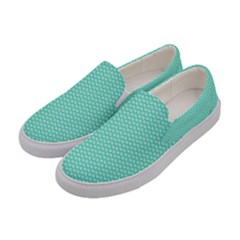 Tiffany Aqua Blue With White Lipstick Kisses Women s Canvas Slip Ons by PodArtist