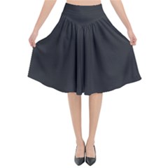 Simulated Black Carbon Fiber Steel Flared Midi Skirt by PodArtist