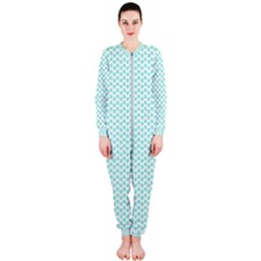 Tiffany Aqua Blue Lipstick Kisses On White Onepiece Jumpsuit (ladies)  by PodArtist