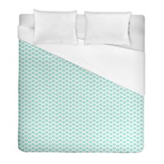 Tiffany Aqua Blue Lipstick Kisses On White Duvet Cover (full/ Double Size) by PodArtist