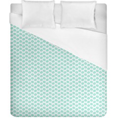 Tiffany Aqua Blue Lipstick Kisses On White Duvet Cover (california King Size) by PodArtist