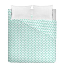 Tiffany Aqua Blue Lipstick Kisses On White Duvet Cover Double Side (full/ Double Size) by PodArtist